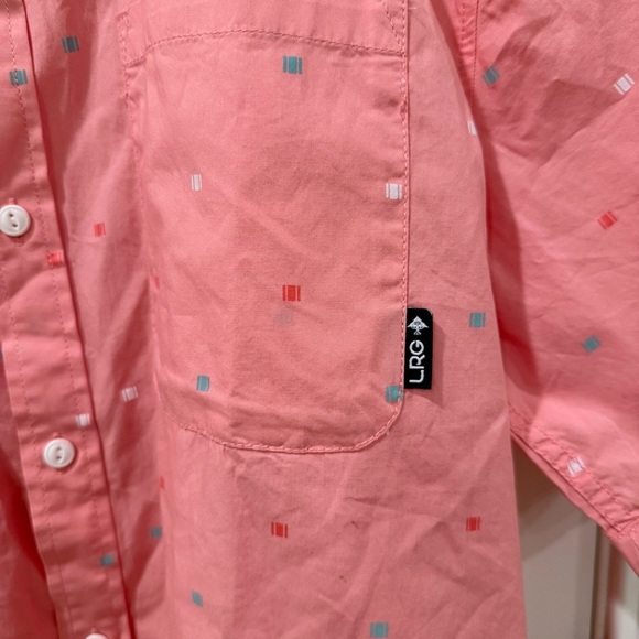 LRG Men's Coral Button Down Shirt - Picture 4 of 5